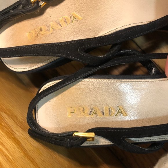 Vintage Prada Open Toe Cork Slingback Wedges - Picture 2 of 9